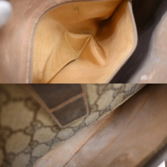 GUCCI Logo Sherry GG Pattern Shoulder Bag PVC Leather Brown GHW Italy - Picture 8 of 13